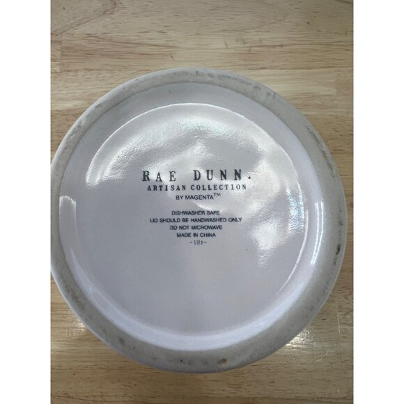 Rae Dunn Hop to It Ceramic Canister W/ Wooden Lid Easter Bunny Themed Decor - Picture 3 of 7